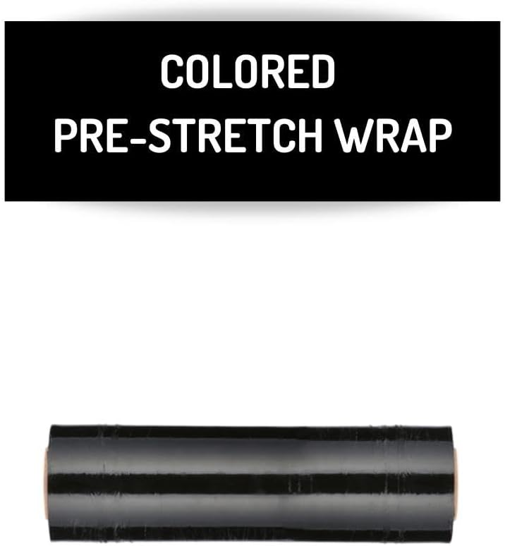 PSBM Black Stretch Wrap, 15 Inch x 1476 Feet, 72 Pack, Tinted Pre-Stretched Shrink Wrap Film for Moving, Packaging, Pallet Wrapping