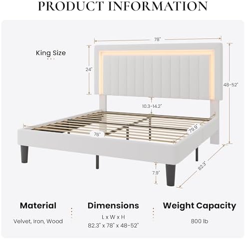 SHA CERLIN King Size Velvet Bed Frame - Image 2