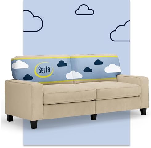 Serta Palisades 78" Track Arm Sofa, Easy Care Polyester, Soft Pillow Back by Serta