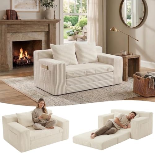 54” Boneless Couch Sofa Bed, Loveseat Cloud Couch, Sleeper Sofa by ZIYDILY