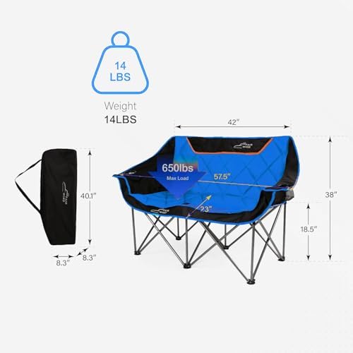 FAIR WIND Oversized Fully Padded Camping Chair Folding Loveseat Camping Couch - Image 3