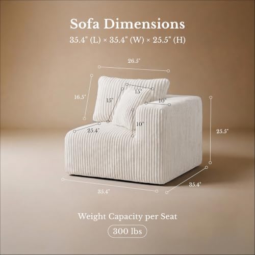 Maywish Single Modular Sofa Chair, Corduroy Boneless Couch - Image 2