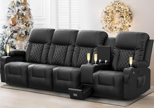 YONISEE 4 Seat Recliner Sofa, Large Reclining Sofa by ADDEASETOYOURDAYALLINYONISEE