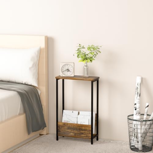 THUMEYE 7.1" Narrow Side Table for Small Spaces, 2 Tier Small End Table - Image 6