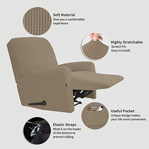 Easy-Going Stretch Recliner Chair Sofa Slipcover Washable Natural - Image 3