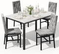 Hooseng Dining Table Set for 4, Faux Marble Small Kitchen Table Chairs Set of 4 by Hooseng