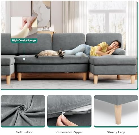 YITAHOME 109"Sectional Couches for Living Room, U Shaped Couch w/4 Seat Sofa - Image 7