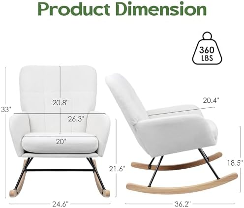 Nursery Rocking Chair, Upholstered Glider Rocker - Image 2