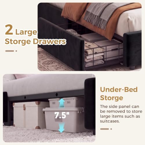 Jocoevol Full LED Velvet Bed Frame - Image 7