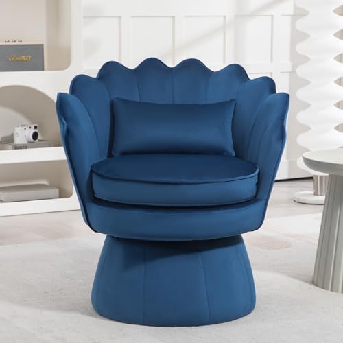 ZJhome 360° Swivel Accent Chair, Mid-Century Modern Velvet Barrel Chair by ZJhome