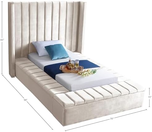 Meridian Furniture Kiki Collection Modern | Contemporary Velvet Upholsterd Bed - Image 3