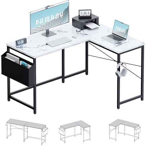 Pamray 47 Inch Reversible L Shaped Gaming Desk Corner Computer Desk by PAMRAY