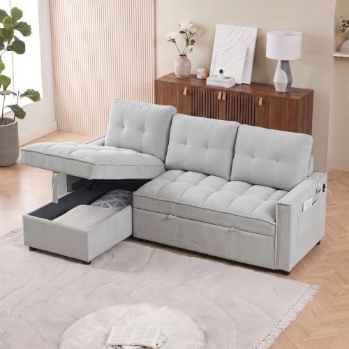 71" L Shaped Queen Pull Out Sofa Bed - Image 2