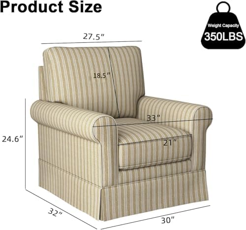 INZOY Swivel Accent Chair Linen Mid Century Modern Chair, Comfy Swivel Barrel - Image 3