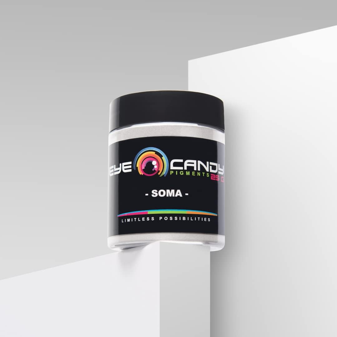 Eye Candy Pigments Premium White Mica Powder - Soma White (25gr) - for Epoxy, Resin, Soap, Paint, Woodworking, Acrylic Pouring, Bath Bombs, Fishing Lures - DIY Arts and Crafts Additive