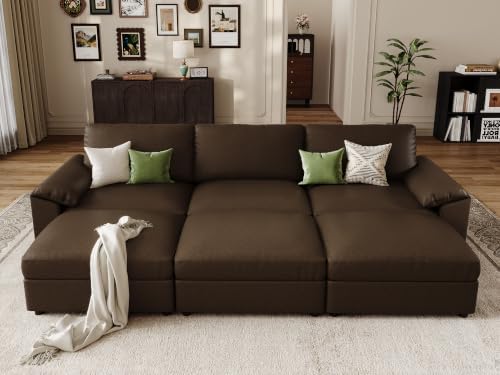 EASE MOOSE Modular Sectional Sofa Bed, Sectional Couch Sleeper, Deep Brown by EASEMOOSE