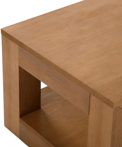 Plank+Beam Modern Coffee Table, Rectangular, 40 Inch, Pecan Wirebrush - Image 6