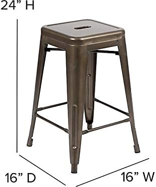 Flash Furniture 24 in Metal Stackable Counter Stool - Image 6