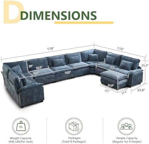 Oversized Modular Sectional Sofa Set, Convertible Deep Seat Cloud Couch - Image 2