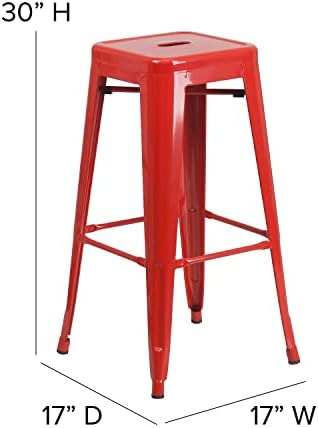 Flash Furniture 30 in Metal Indoor/Outdoor Backless Barstool - Image 3