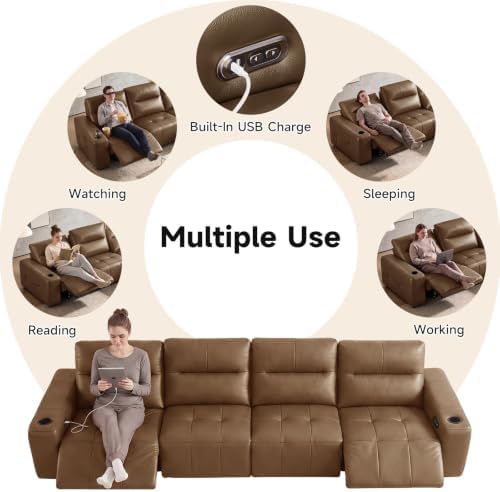 Power Recliner Sofa Genuine Leather Wall Hugger Recliners - Image 6