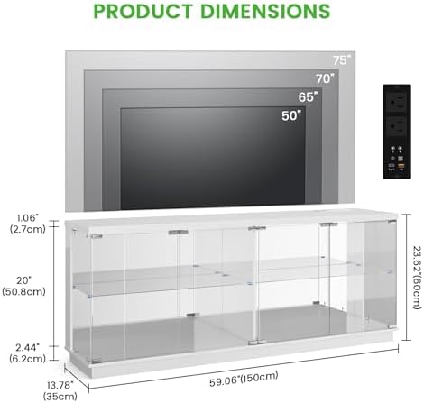 HNEBC 59" Glass Display TV Cabinet - Image 2