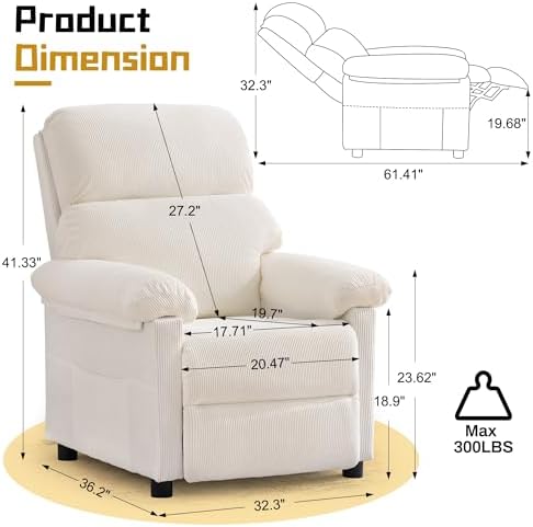 Korser Recliner Chair, Living Room Recliner Chairs - Image 2
