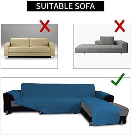 Easy-Going Reversible L-Shape Sectional Couch Cover, Peacock Blue - Image 4