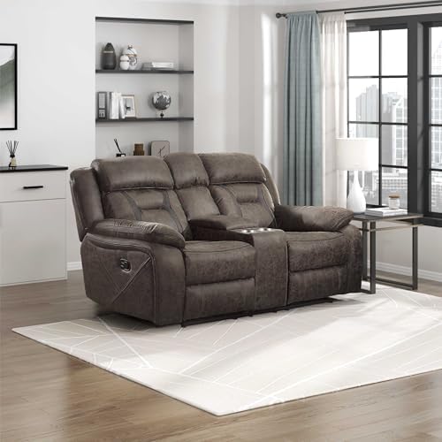 Homelegance Reclining Loveseat, Polished Microfiber Manual Double Recliner by Homelegance
