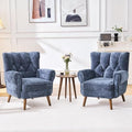 Chenille Wingback Accent Chairs Set of 2, Mid-Century Modern Living Room by YUUIJOAA