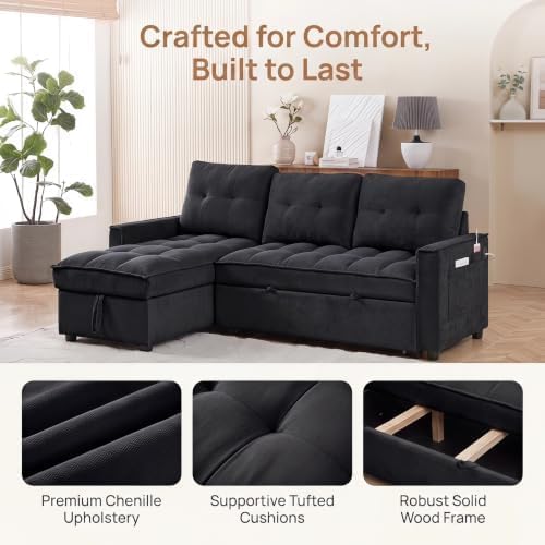 71" L Shaped Queen Pull Out Sofa Bed - Image 5