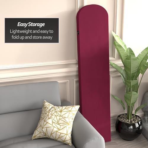 Red Lantern 6 ft. Classic Arch Velvet Room Divider Burgundy 3 Panel - Image 3