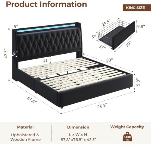 Jocoevol King Size Bed Frame - Image 2