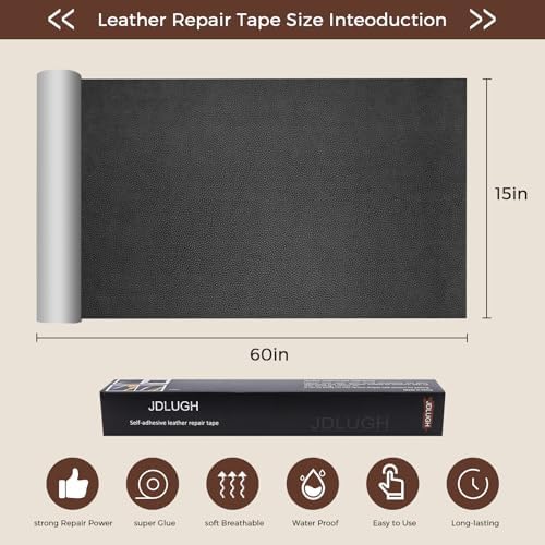 JDLUGH Leather Repair Patch Tape, 15x60 Inch, Dark Grey - Image 3