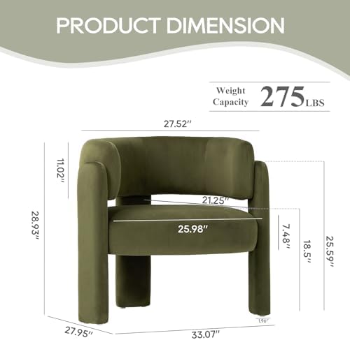 COLAMY Modern Accent Chair, Upholstered Barrel Chair - Image 2