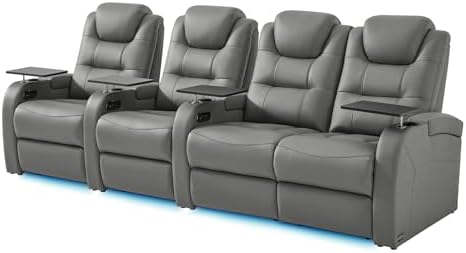 comfiroom Home Theater Seating, Top-Grain Leather Power Recliner Chair by comfiroom
