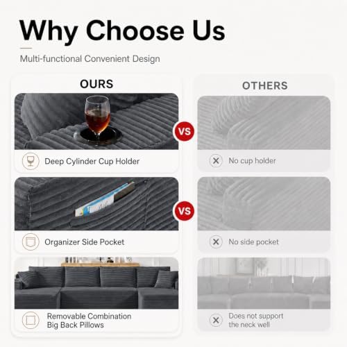 108 inch Boneless Couch, Modular L-Shaped Cloud Sectional Sofa - Image 4