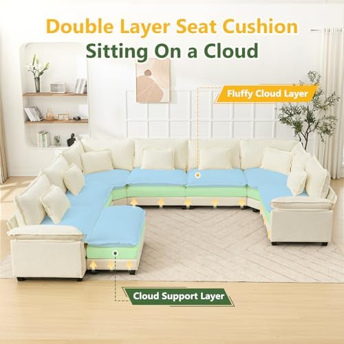 Oversized Modular Sectional Sofa Set, Convertible Deep Seat Cloud Couch - Image 3