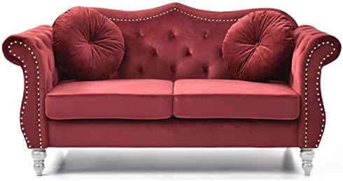 HomeStock Velvet Loveseat, Dark Gray - Image 4