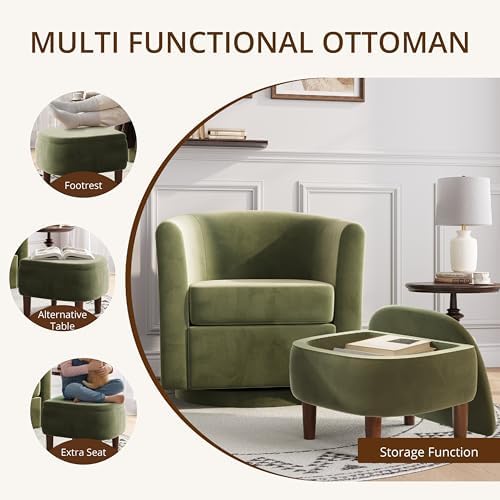 360° Swivel Accent Chair with Storage Ottoman - Image 4