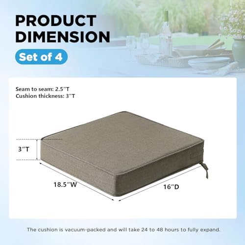 18.5 x 16 Inch Sunbrella Outdoor Chair Cushions - Image 3