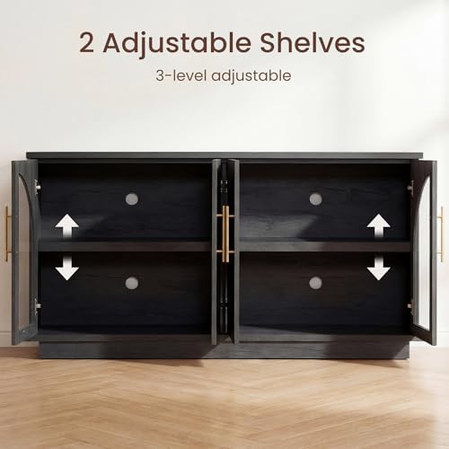 Fatmok 2-Piece Buffet Cabinet Set, Glass Display Cabinet & Solid Storage - Image 3