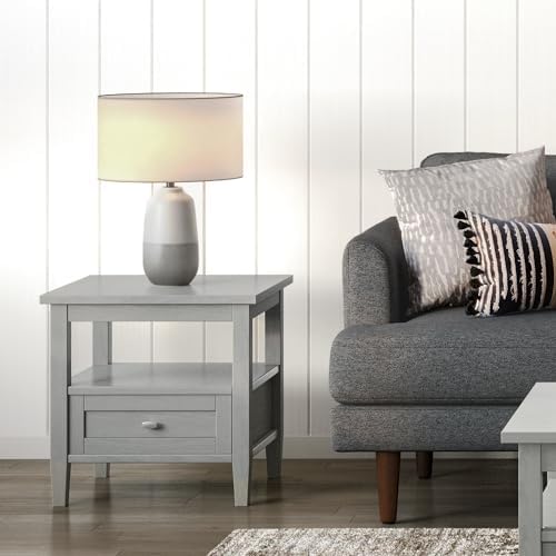 SIMPLIHOME Warm Shaker 20" Wide Solid Wood Square End Table in Fog Grey - Image 2