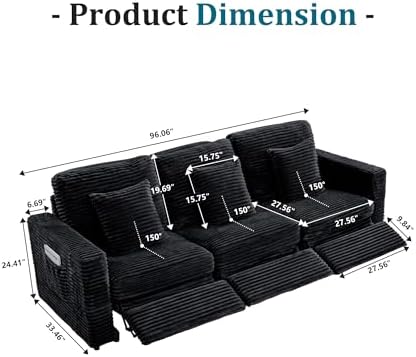 ORRD Power Reclining Sectional Sofa, Electric 3 Seat Recliner - Image 2