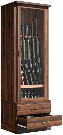 Saudism Set of 2 Gun Safe for 12 Rifles, Wooden Gun Cabinet, Rifle Shotgun - Image 3