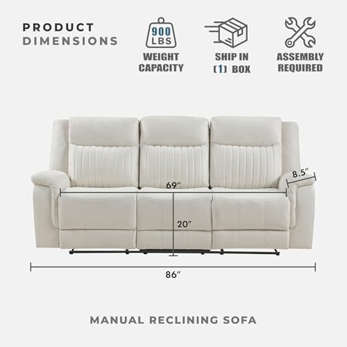 Lexicon Polished Microfiber Wall Hugger Manual Double Reclining Sofa - Image 5