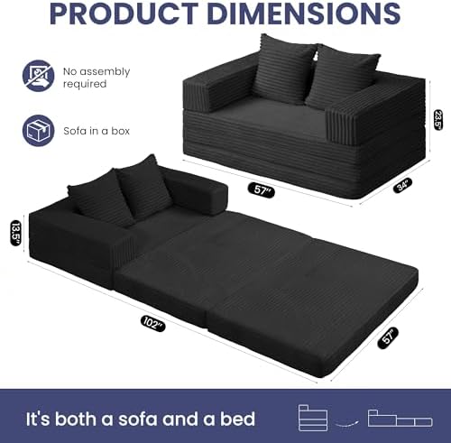 Convertible Sofa Bed, 4-in-1 Boneless Loveseat - Image 3