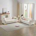 2 Pieces Chesterfield 3-Seater Velvet Combination Sofa Sets, 4 Cushion Classic by Unknown