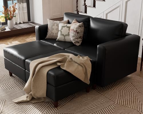 ABCASA Faux Leather Loveseat Sofa Sleeper Bed by ABCASA