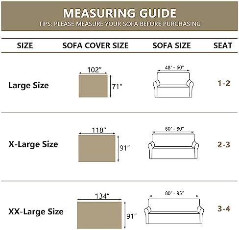 MYSKY HOME Khaki Sectional Sofa Covers Chenille Couch Cover - Image 6